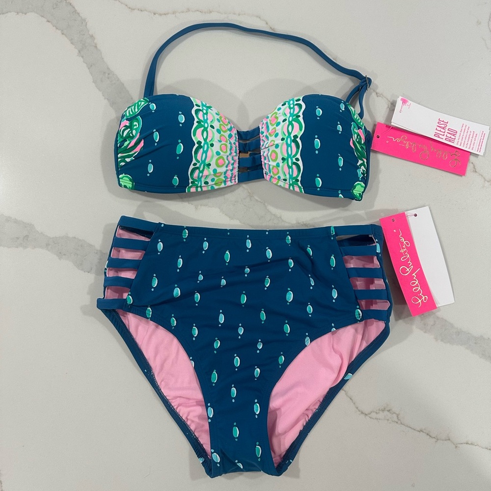 Lilly Pulitzer Blue and Pink Bikini Set